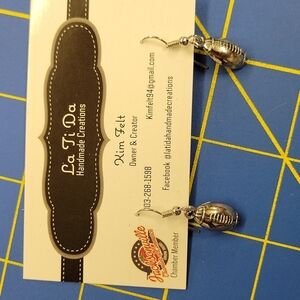 Sports Football Silver Tone Earrings